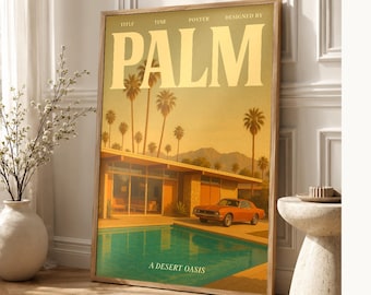 Póster retro de palma | Impresión de arte de pared vintage de los años 70 | Impresión de revista estética ? Regalo de decoración retro de me