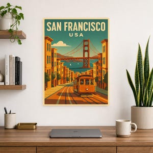 San Francisco Travel Poster | Vintage 1950s Golden Gate Print | Retro California Wall Art Print | Mid Century City Decor image 8