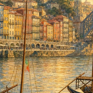 Porto Travel Poster | Soft Painting Portugal Wall Art | Named City Art Print | Printed & Shipped image 3