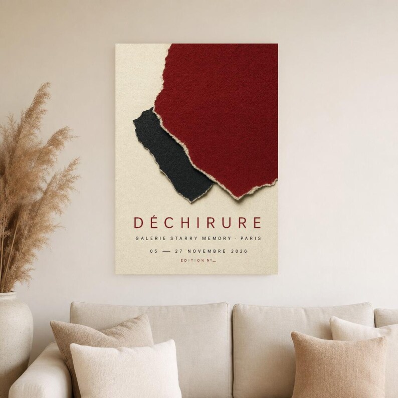 Träne | Abstrakte Wandkunst | Modernes Galerieposter | Minimalistischer Druck in Purpur und Schwarz | Gedruckt & Versand Bild 4