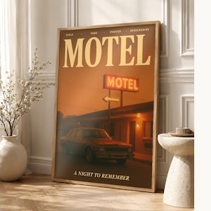 Retro Motel Poster | Vintage 70s Wall Art Print | Aesthetic Magazine Print | Mid Century Retro Decor Gift image 1
