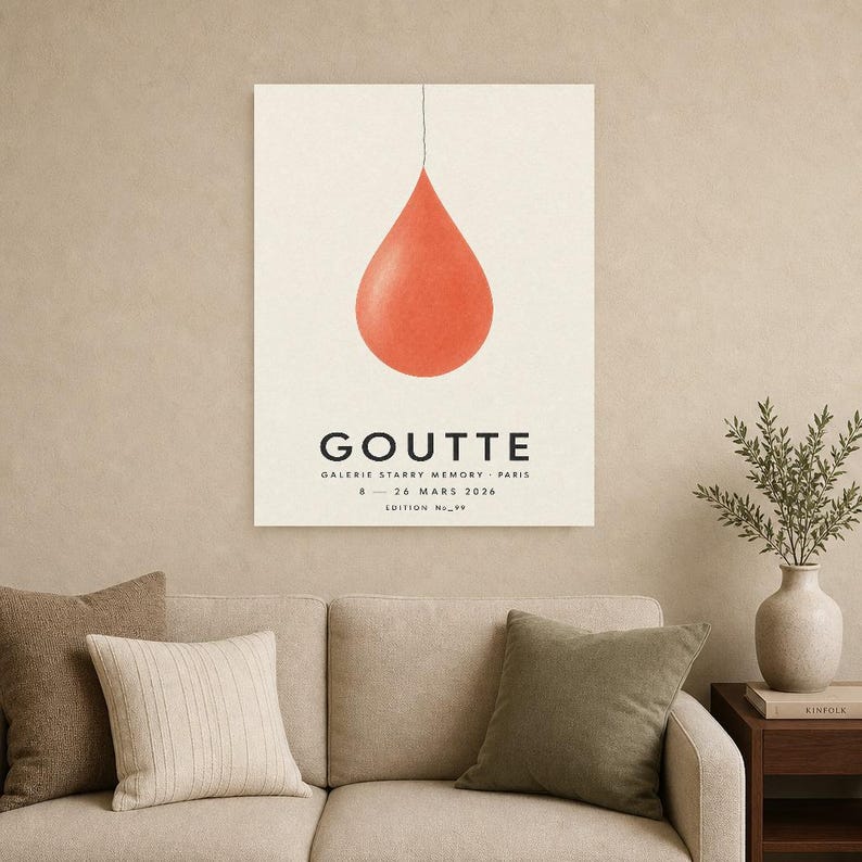 Drop | Abstract Wall Art | Modern Gallery Poster | Minimalist Print | Printed & Shipped image 9