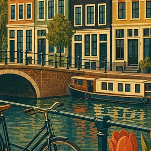 Vintage Amsterdam Canal image 3