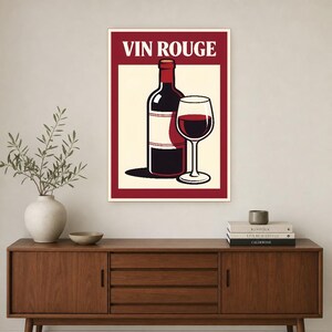 Red Wine Kitchen Wall Art Print | Retro Bistro Bar Poster | French Maximalist Bar Cart Print | Dining Room Decor image 3
