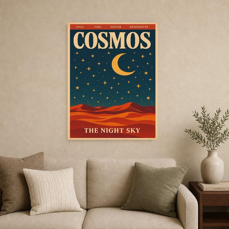 Cosmos Retro Poster | Vintage 70s Wall Art Print | Aesthetic Magazine Print | Mid Century Retro Decor Gift image 12
