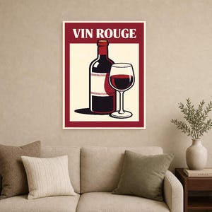 Red Wine Kitchen Wall Art Print | Retro Bistro Bar Poster | French Maximalist Bar Cart Print | Dining Room Decor image 12