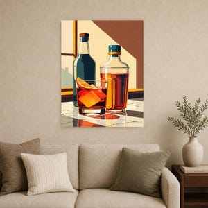 Negroni Cocktail Wall Art | Retro Bar Cart Poster | Vintage Aperitivo Kitchen Print image 8