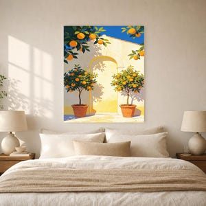 Mediterranean Orange Tree Kitchen Print | Dolce Vita Italian Wall Art Print | Dining Room Summer Decor image 6