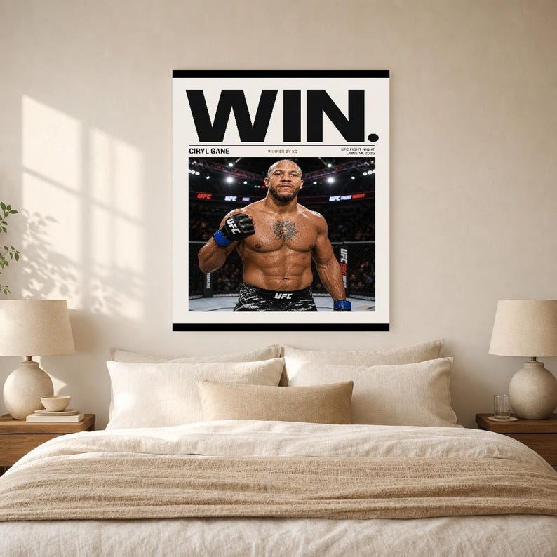 Ciryl Gane Poster | UFC Fight Night Gewinner MMA Wand kunstdruck | Achteckiges schweres Dekor Bild 6