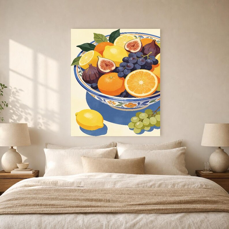 Mediterranean Fruit Bowl Kitchen Print | Dolce Vita Italian Wall Art Print | Dining Room Summer Decor image 9