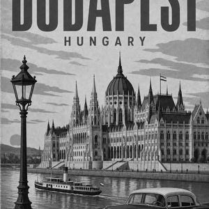 Budapest Travel Poster | Vintage Parliament Print | Hungary Wall Art | Printed & Shipped image 10