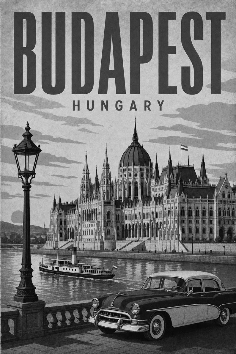Budapest Travel Poster | Vintage Parliament Print | Hungary Wall Art | Printed & Shipped image 10