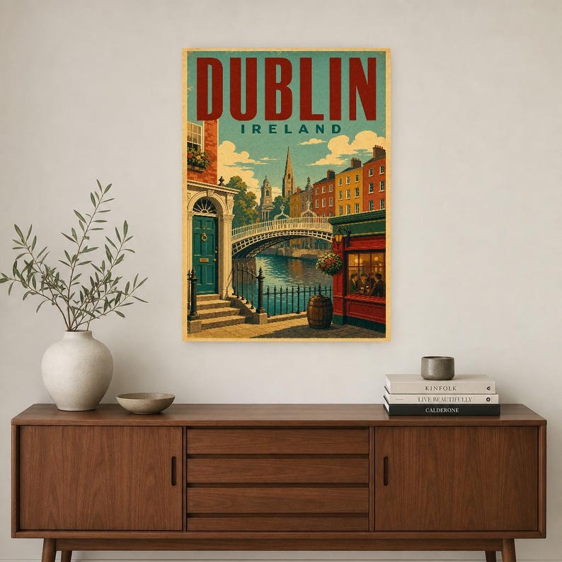 Dublin Travel Poster | Vintage Dublin Print | Ireland Wall Art | Printed & Shipped image 2