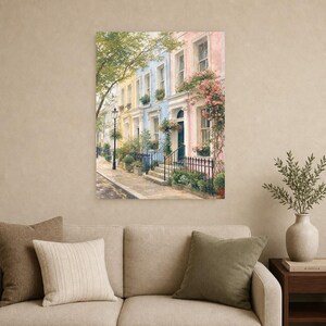 Notting Hill London Poster | Wandbild mit sanften Farben | Pastellfarbene Häuser | Gedruckt & Versand Bild 9