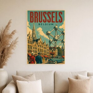 Brussels Travel Poster | Vintage Grand Place Print | Belgium Wall Art | Printed & Shipped image 4