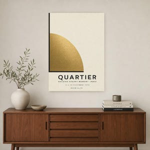 Quartier | Arte Mural Abstracto Dorado | Poster Galeria Moderna | Impresion Geometrica Minimalista imagen 2