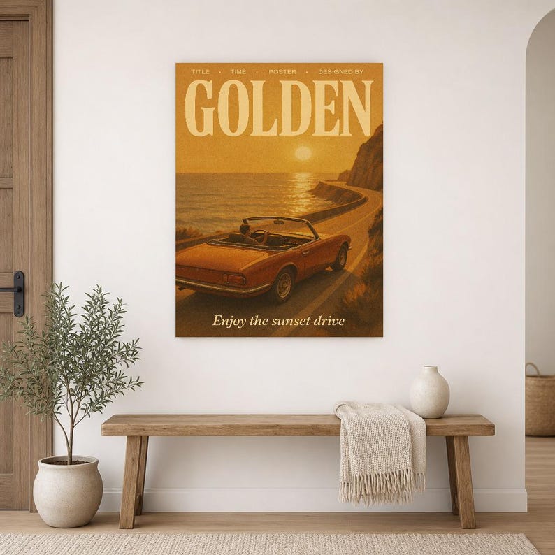 Póster retro dorado | Impresión de arte de pared vintage de los años 70 | Impresión de revista estética ? Regalo de decoración retro de medi imagen 16