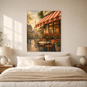 Paris Cafe Travel Poster | Soft Painting France Wall Art | Parisian Cafe Terrace Print | Printed & Shipped image 6