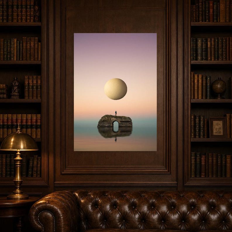 Surreal Dreamscape Wall Art Print | Floating Landscape Poster | Otherworldly Pastel Escapism Print image 4