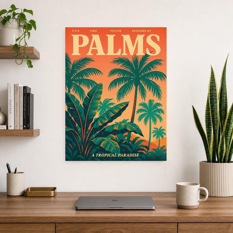 Palms Retro Poster | Vintage 70s Wall Art Print | Aesthetic Magazine Print | Mid Century Retro Decor Gift image 13