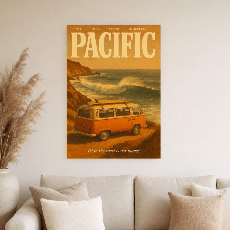 Pacific Retro Poster | Vintage 70s Wall Art Print | Aesthetic Magazine Print | Mid Century Retro Decor Gift image 5