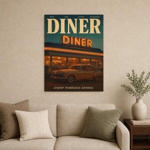 Retro Diner Poster | Vintage 70s Wall Art Print | Aesthetic Magazine Print | Mid Century Retro Decor Gift image 15