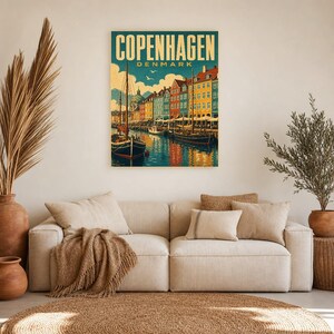 Copenhagen Travel Poster | Vintage Nyhavn Print | Denmark Wall Art | Printed & Shipped image 7