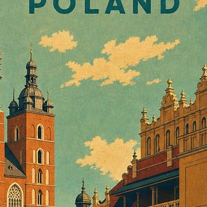 Krakow Travel Poster | Vintage Old Square Print | Poland Wall Art | Printed & Shipped image 3