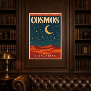 Cosmos Retro Poster | Vintage 70s Wall Art Print | Aesthetic Magazine Print | Mid Century Retro Decor Gift image 4