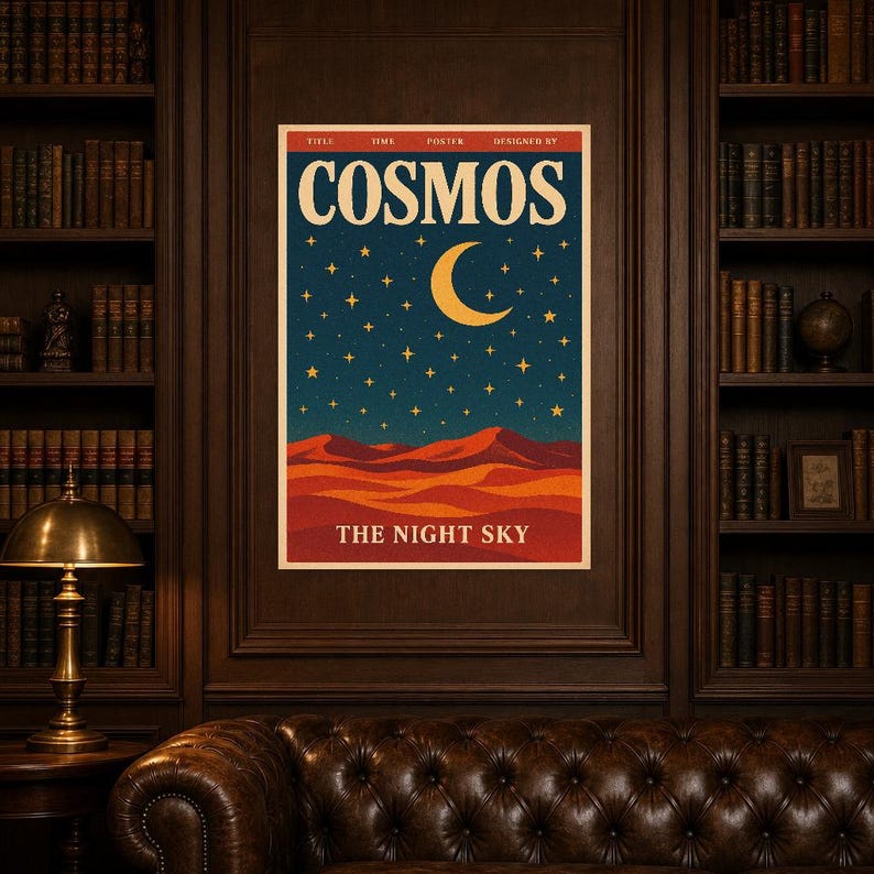 Cosmos Retro Poster | Vintage 70s Wall Art Print | Aesthetic Magazine Print | Mid Century Retro Decor Gift image 4