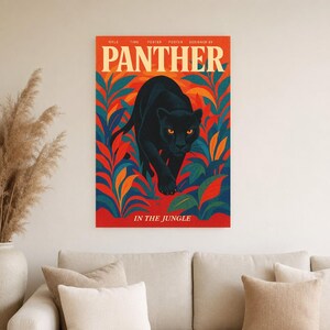 Panther Retro Poster | Vintage 70s Wall Art Print | Aesthetic Magazine Print | Mid Century Retro Decor Gift image 2