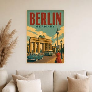 Berlin Travel Poster | Vintage Brandenburg Gate Print | Germany Wall Art | Printed & Shipped image 4