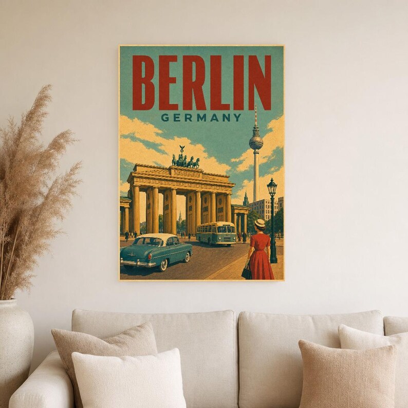 Berlin Travel Poster | Vintage Brandenburg Gate Print | Germany Wall Art | Printed & Shipped image 4