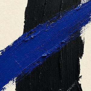 Zagranica | Abstrakcyjna sztuka ścienna | Nowoczesny plakat galeryjny | Minimalistyczny wydruk w kolorze niebieskim i czarnym | Wydruk i wysyłka zdjęcie 3