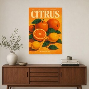 Citrus Retro Poster | Vintage 70s Wall Art Print | Aesthetic Magazine Print | Mid Century Retro Decor Gift image 3