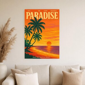 Paradise Retro Poster | Vintage 70s Wall Art Print | Aesthetic Magazine Print | Mid Century Retro Decor Gift image 5