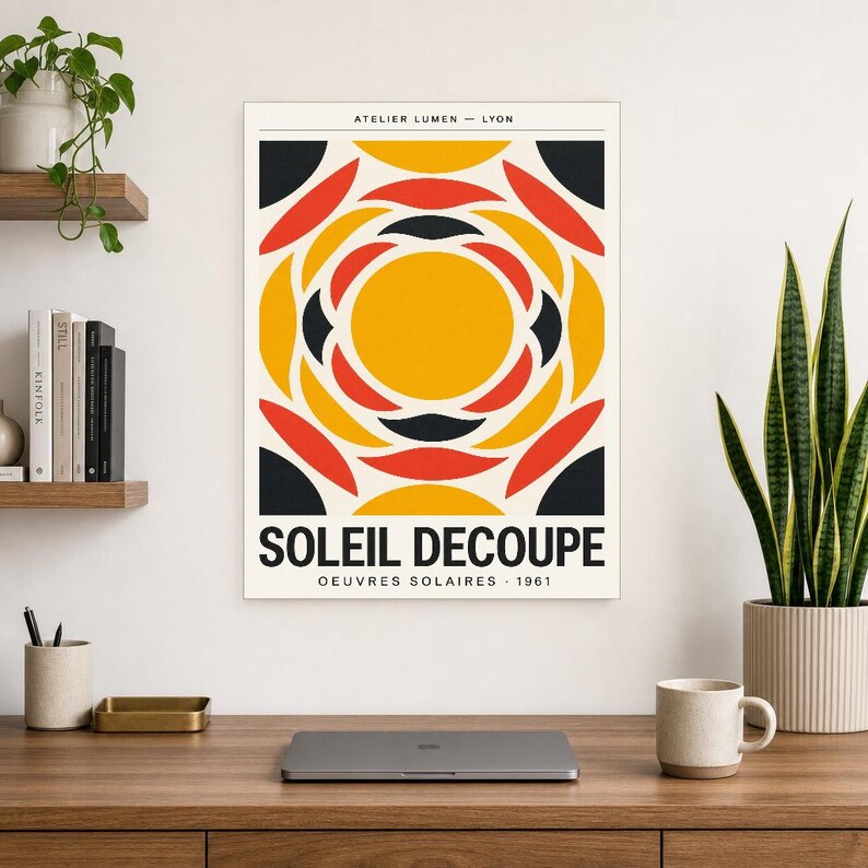 Póster abstracto de exposición solar, impresión artística de pared | Impresión de papel cortado de mediados de siglo ? Póster de la galería imagen 8
