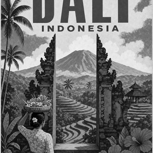 Bali Travel Poster | Vintage Rice Terraces Print | Indonesia Wall Art | Printed & Shipped image 10