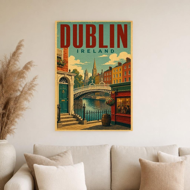 Dublin Travel Poster | Vintage Dublin Print | Ireland Wall Art | Printed & Shipped image 4