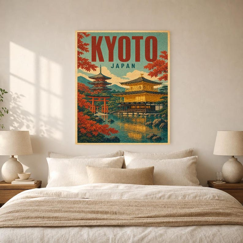 Kyoto Travel Poster | Vintage Temple Print | Japanese Wall Art | Printed & Shipped image 6