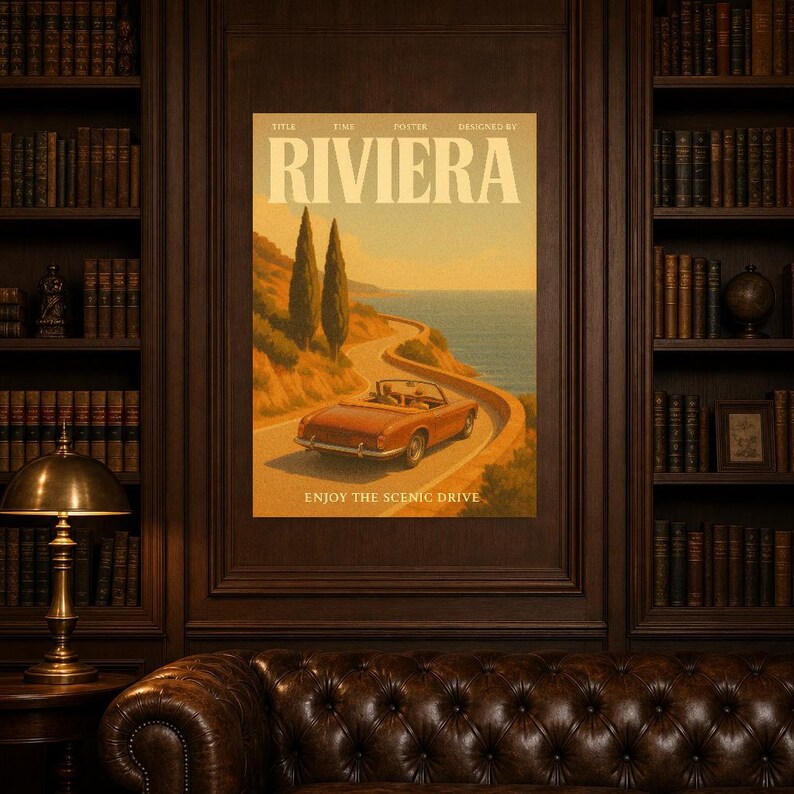 Riviera Retro Poster | Vintage 70s Wall Art Print | Aesthetic Magazine Print | Mid Century Retro Decor Gift image 4