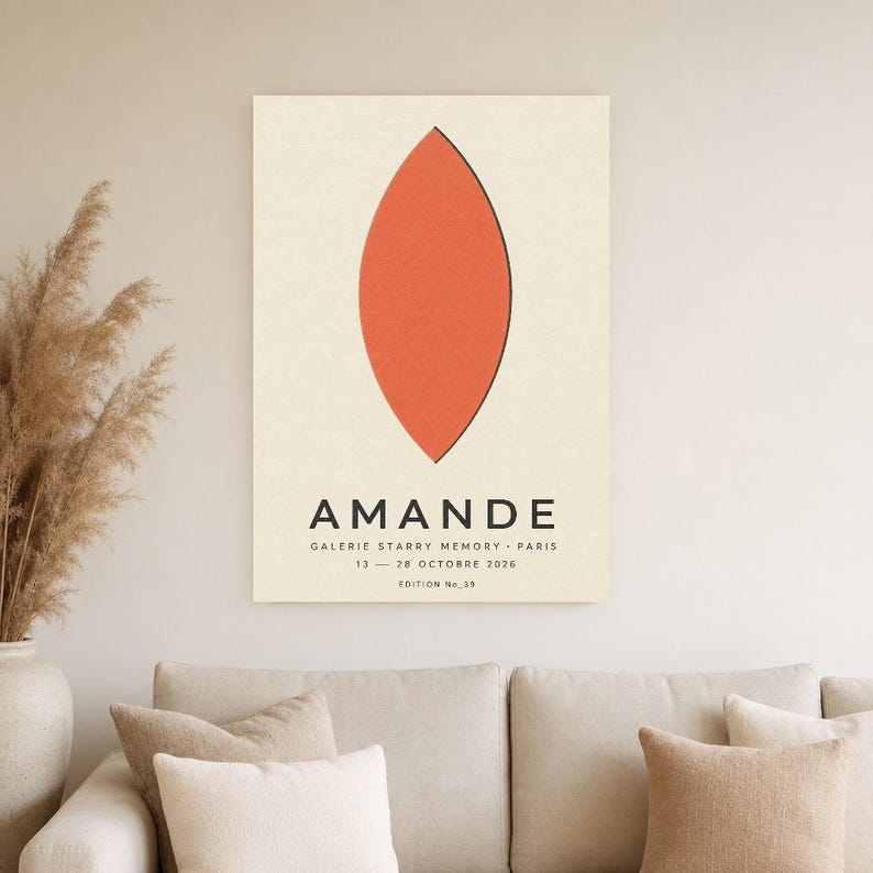Almendra | Arte abstracto para pared | Póster de galería moderno | Impresión minimalista | Impreso y enviado imagen 4