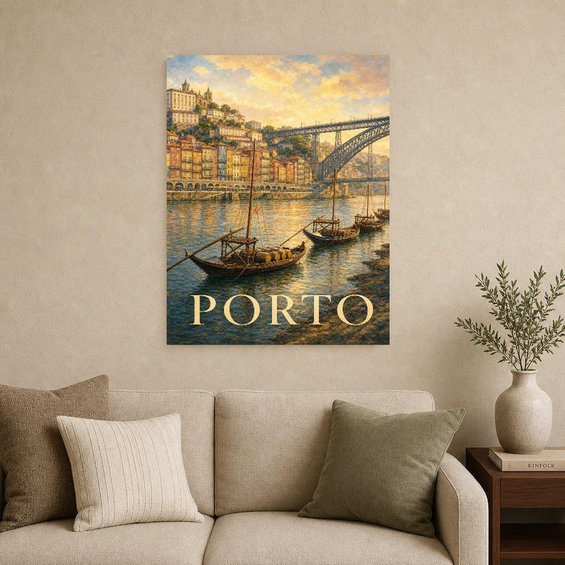 Porto Travel Poster | Soft Painting Portugal Wall Art | Named City Art Print | Printed & Shipped image 9