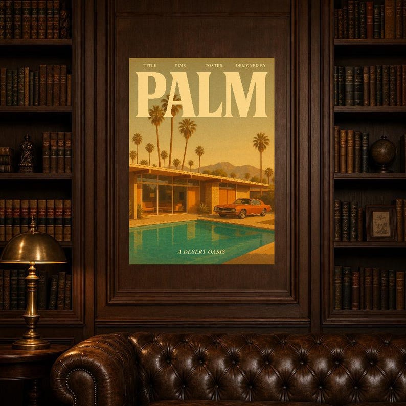 Palm Retro Poster | Vintage 70s Wall Art Print | Aesthetic Magazine Print | Mid Century Retro Decor Gift image 4