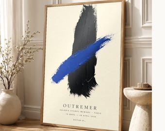 Overseas | Abstract Wall Art | Modern Gallery Poster | Blue and Black Minimalist Print | Printed & Shipped