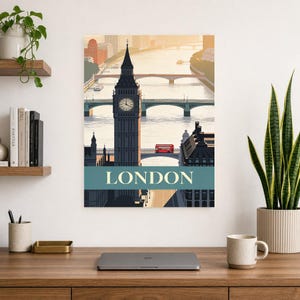 London Vintage Travel Poster | Retro England City Art Print | Housewarming Gift Wall Decor image 10