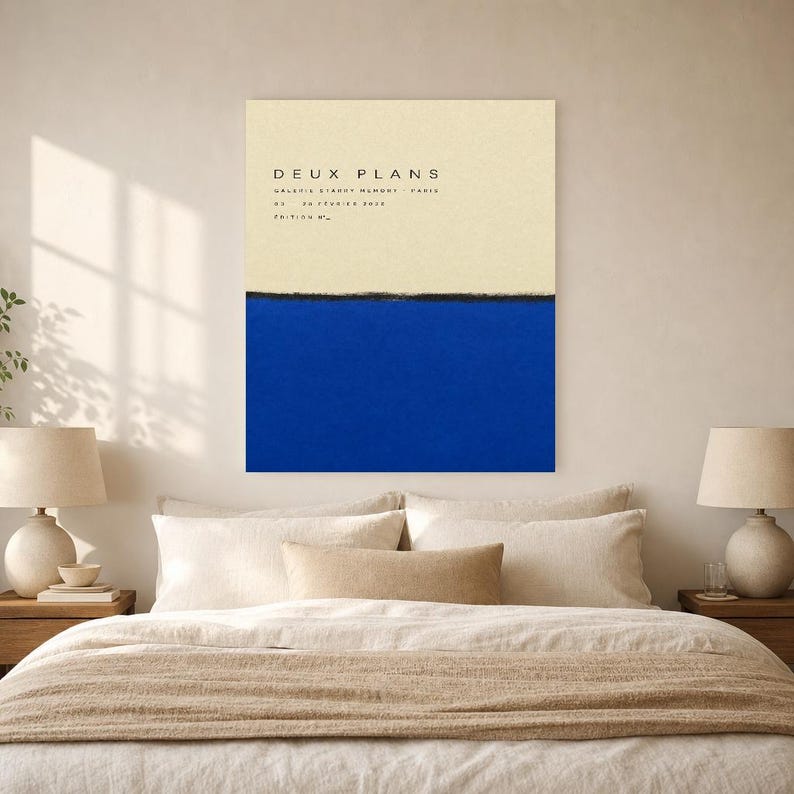 Two Plans | Abstract Wall Art | Modern Gallery Poster | Cobalt and Black Minimalist Print | Printed & Shipped image 6