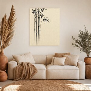 Black Ink Bamboo Japandi Wall Art Print | Mono Brushstroke Sumi-e Print | Zen Wabi Sabi Poster image 7
