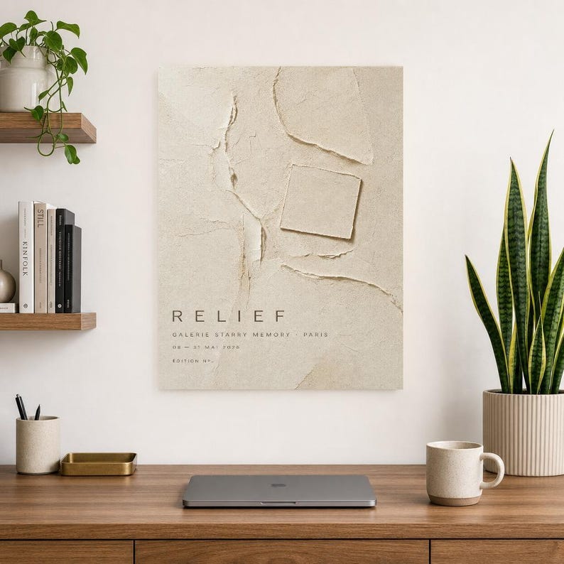 Relief | Abstract Wall Art | Modern Gallery Poster | Beige Textured Minimalist Print | Printed & Shipped image 8