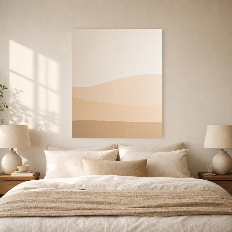 Cream Ecru Minimalist Abstract Wall Art | Soft Dune Texture Poster | Above Sofa Neutral Print image 6